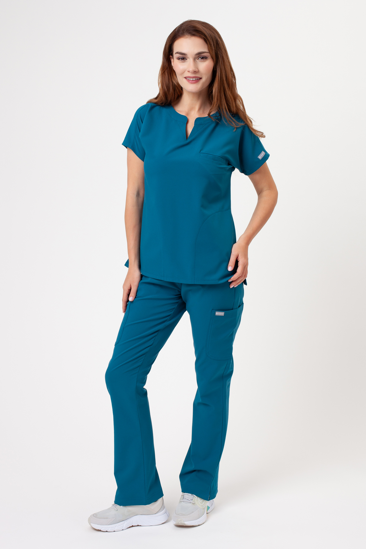 Women's Maevn Momentum Flare scrubs set caribbean blue