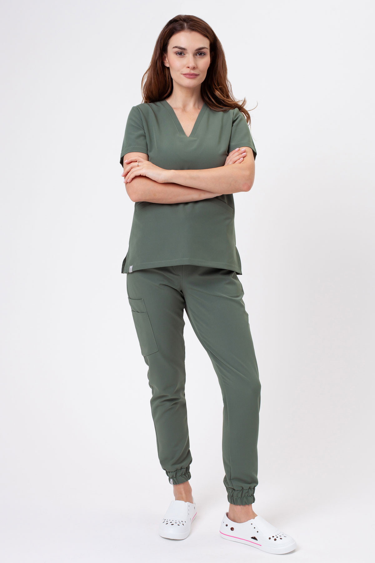 Women's Sunrise Uniforms Premium Vibe scrubs set sage green