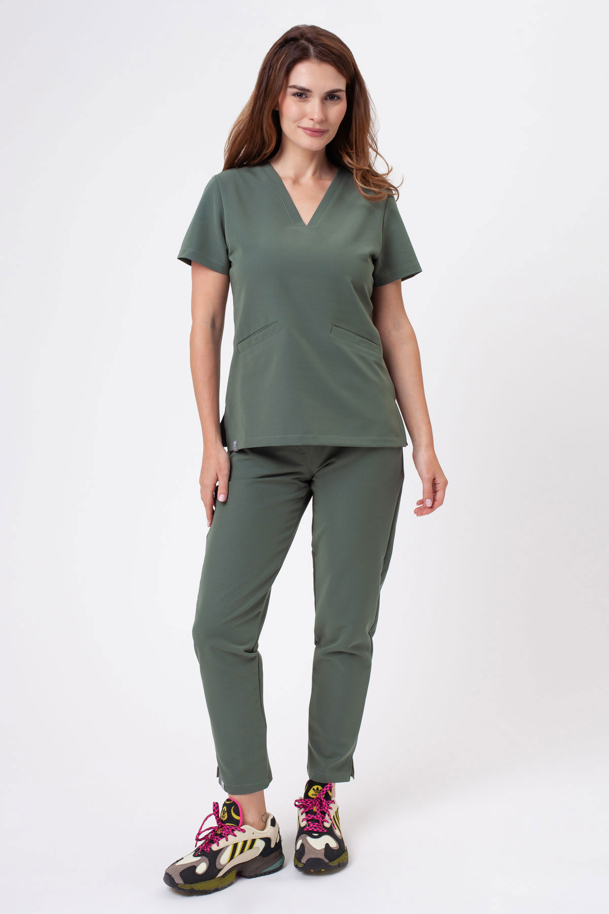 Women's Sunrise Uniforms Premium Pride scrubs set sage green