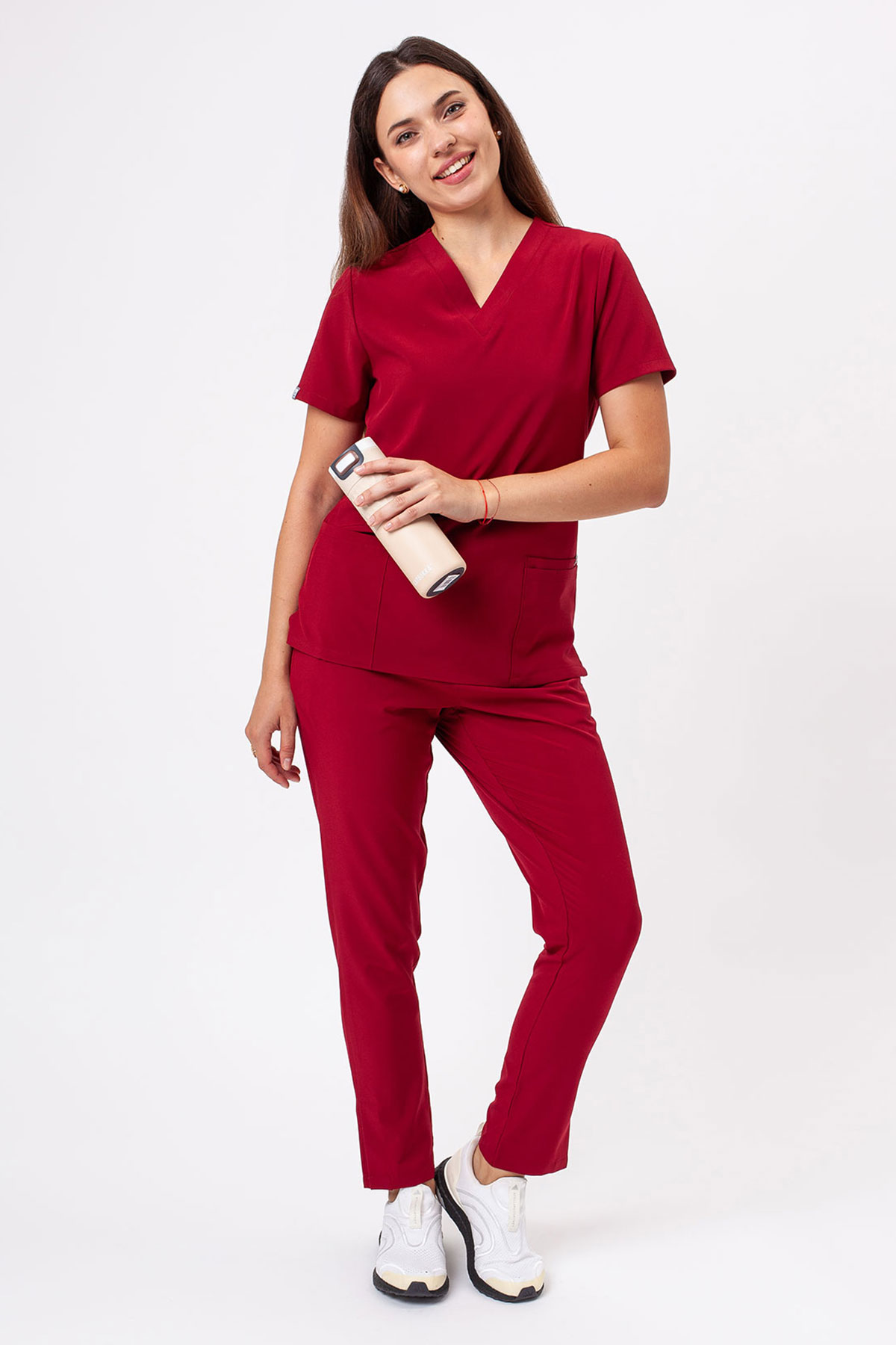 Women's Sunrise Move Line scrub set burgundy