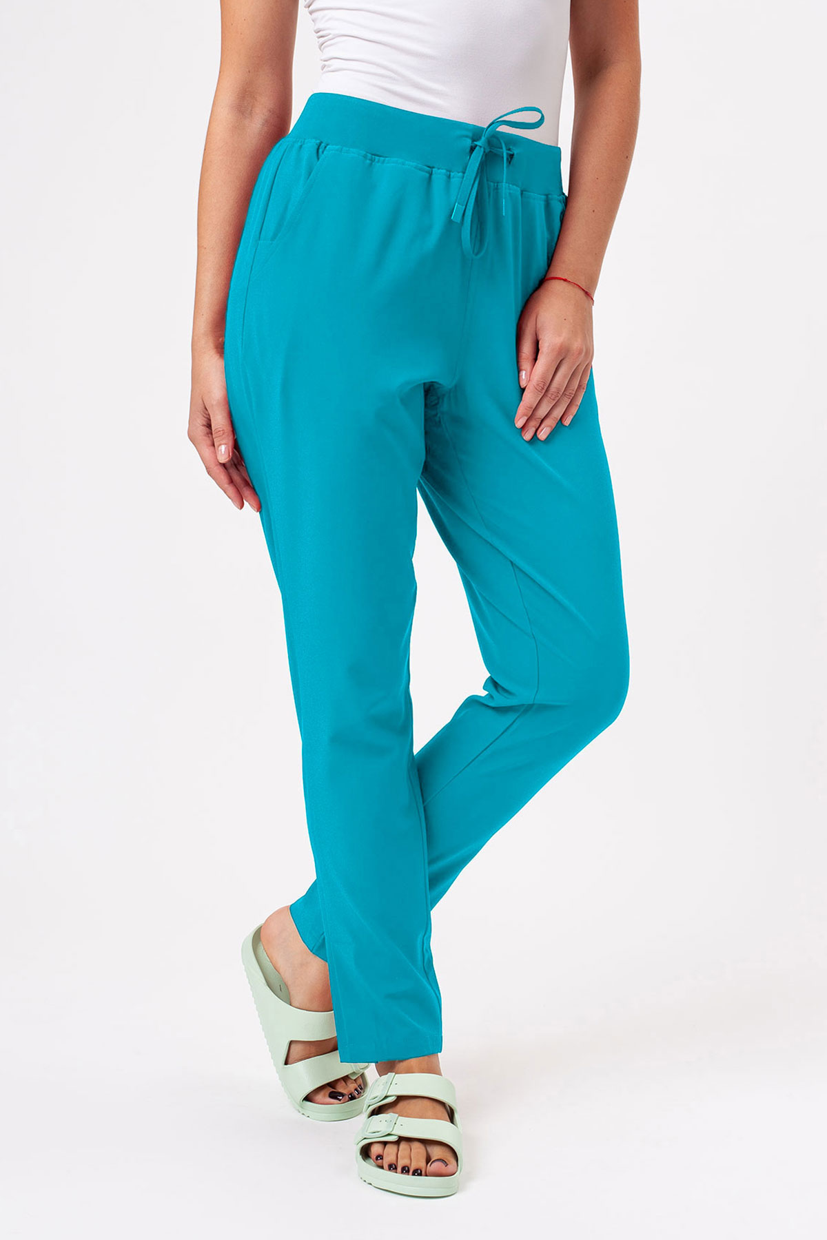 Women's Sunrise Move Line scrub trousers teal blue