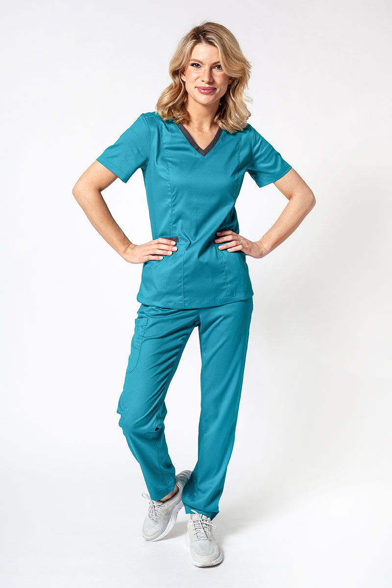 Women's Maevn Matrix Contrast scrubs set teal blue