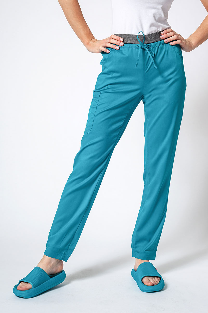Women's Maevn Matrix Semi-jogger scrub trousers teal blue