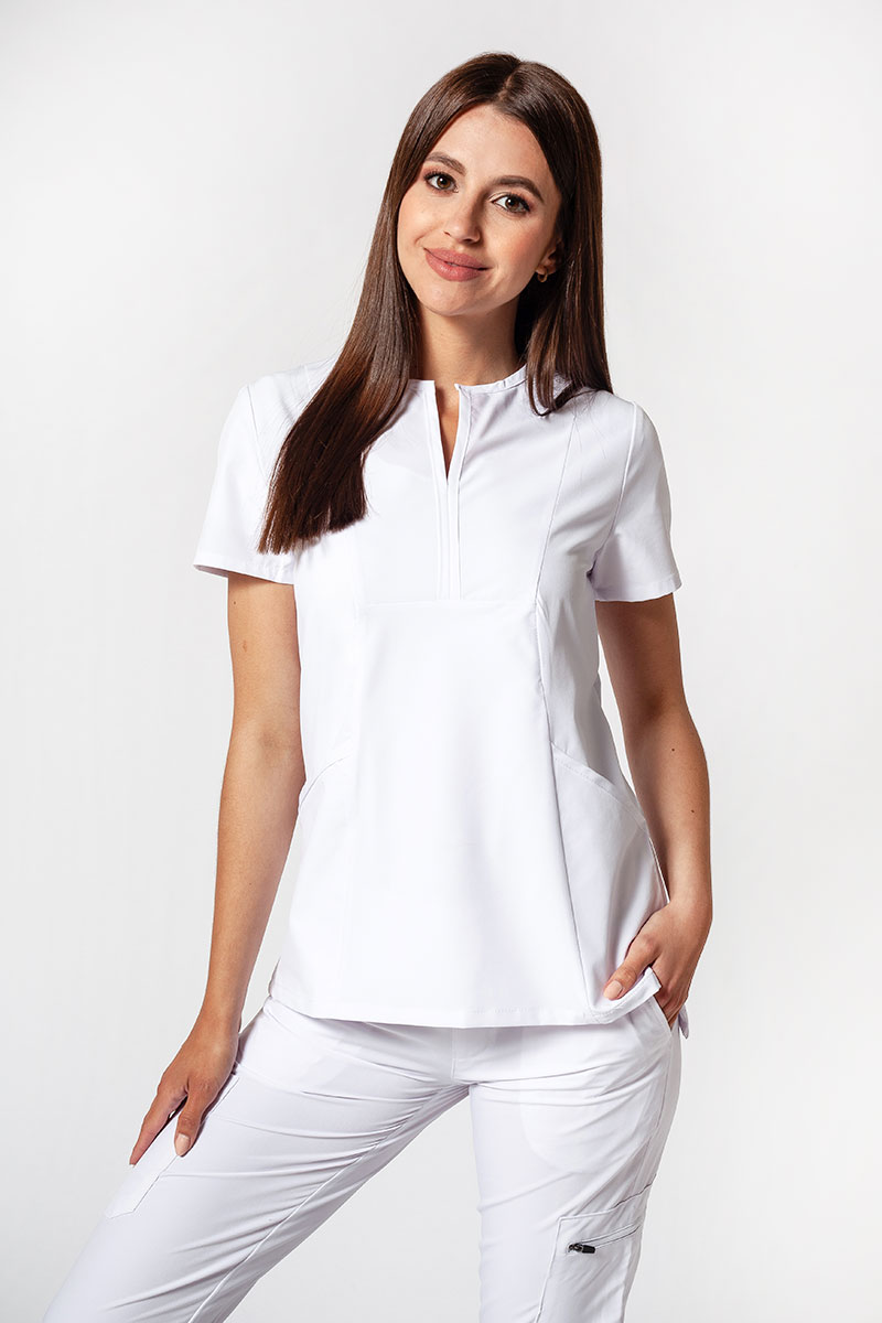 Women’s Adar Uniforms Notched scrub top white