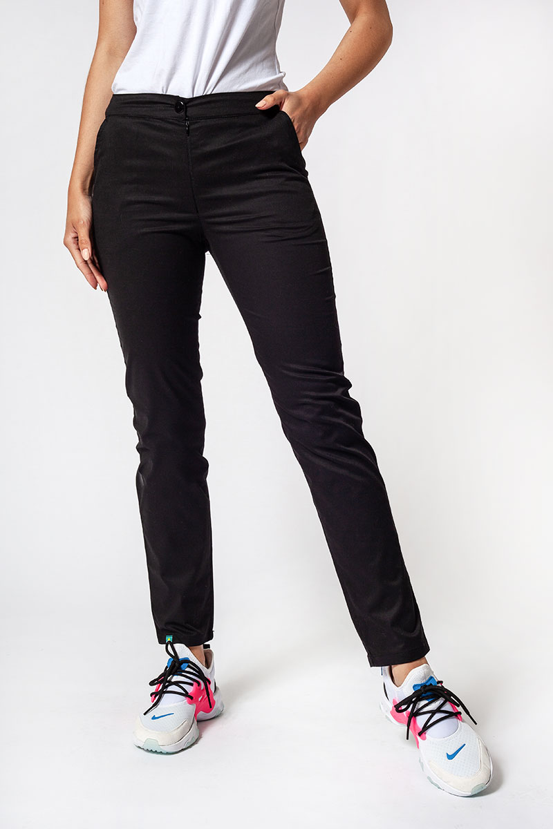 Women's Sunrise Uniforms Slim (elastic) scrub trousers black