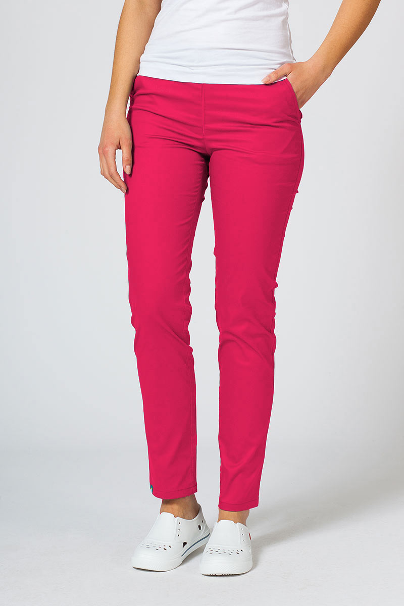 Women's Sunrise Uniforms Slim (elastic) scrub trousers raspberry