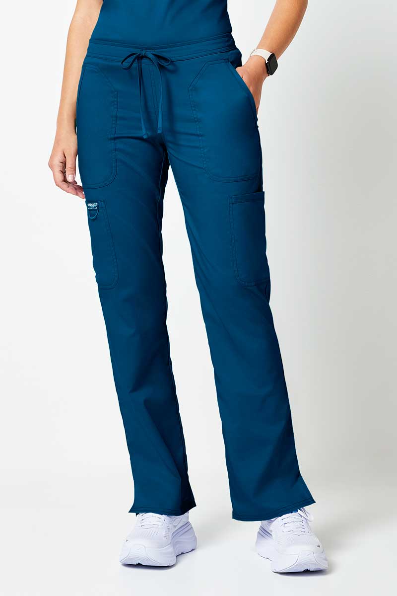 Women's Cherokee Revolution Flare Leg scrub trousers caribbean blue