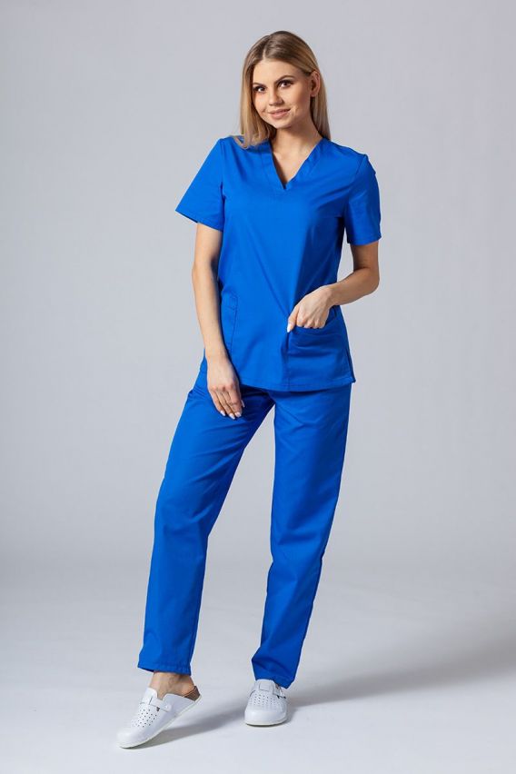 Women’s Sunrise Uniforms Basic Classic scrubs set (Light top, Regular trousers) royal blue-1