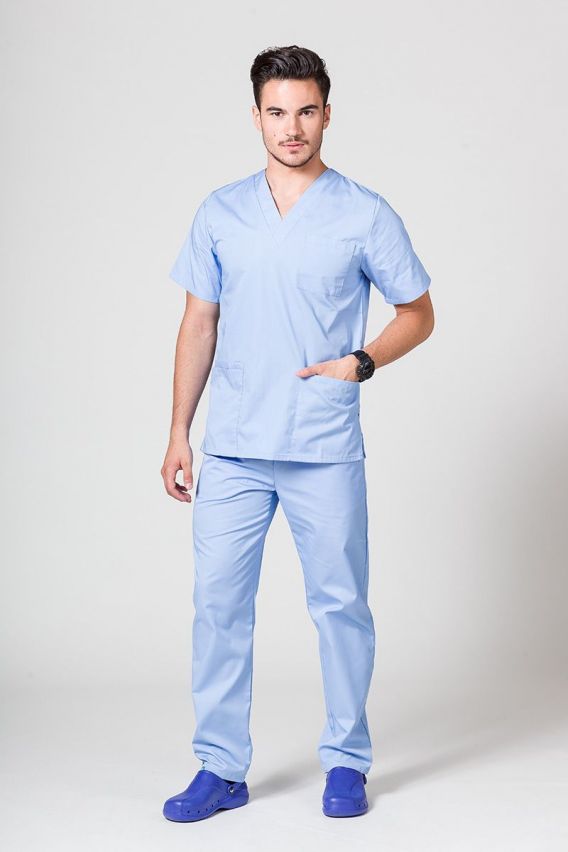 Men’s Sunrise Uniforms Basic Classic scrubs set (Standard top, Regular trousers) ceil blue-1