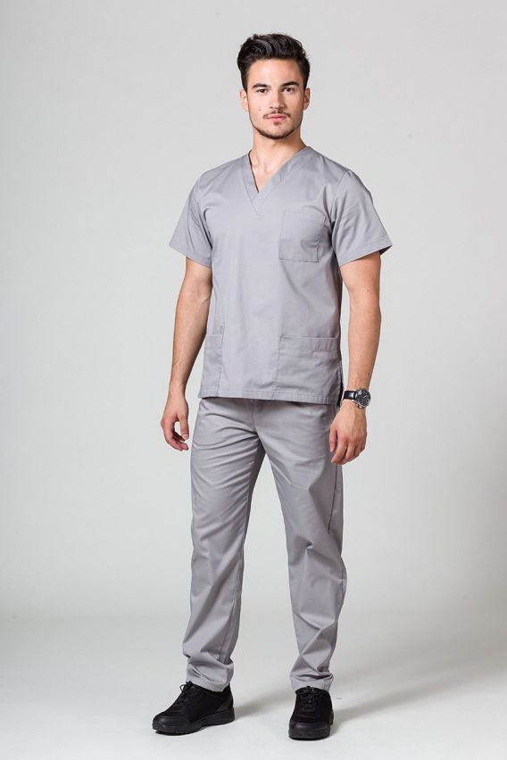 Men’s Sunrise Uniforms Basic Classic scrubs set (Standard top, Regular trousers) pewter-1