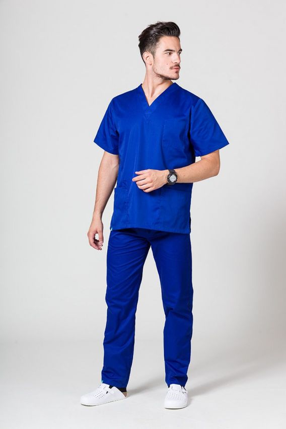 Men’s Sunrise Uniforms Basic Classic scrubs set (Standard top, Regular trousers) galaxy blue-1