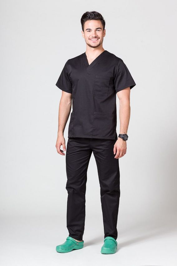 Men’s Sunrise Uniforms Basic Classic scrubs set (Standard top, Regular trousers) black-1