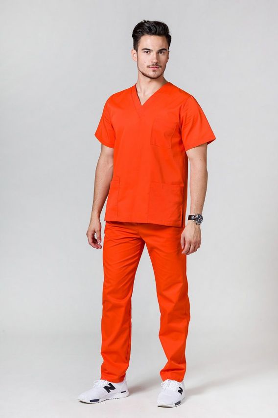 Men’s Sunrise Uniforms Basic Classic scrubs set (Standard top, Regular trousers) orange-1