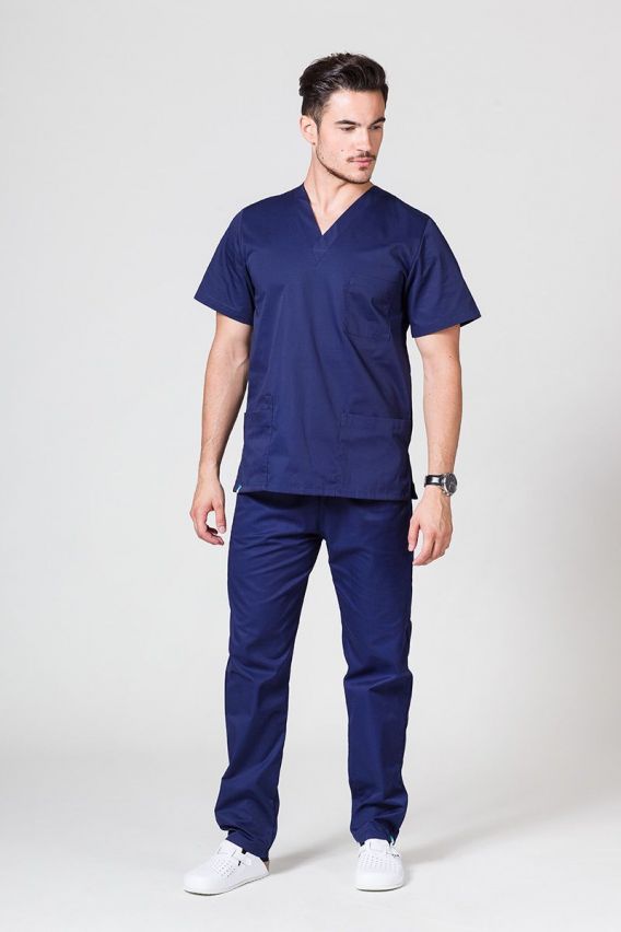 Men’s Sunrise Uniforms Basic Classic scrubs set (Standard top, Regular trousers) true navy-1