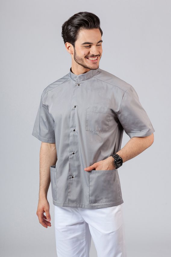 Men’s Sunrise Uniforms medical shirt with stand-up collar pewter-1
