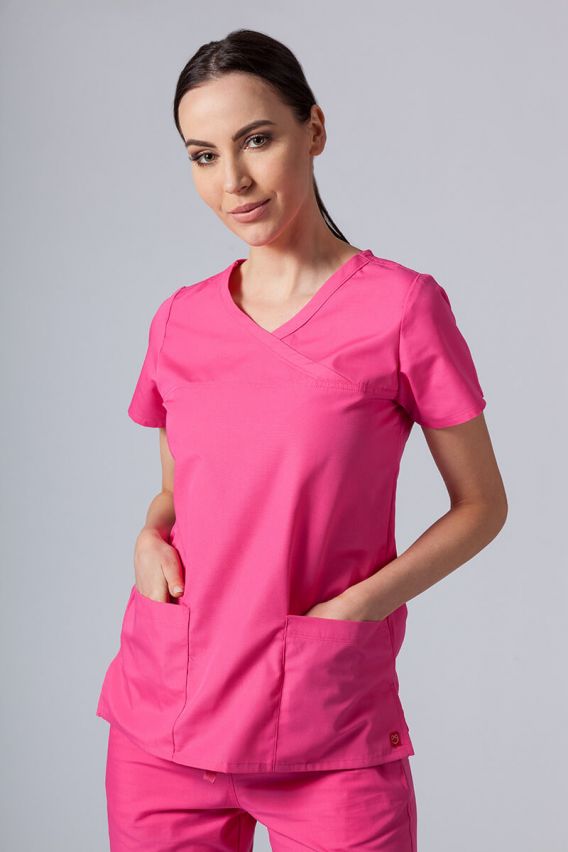 Women’s Maevn Red Panda Asymetric scrub top hot pink-1