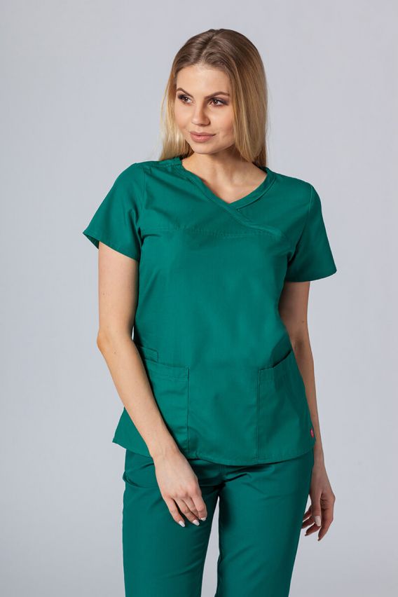 Women’s Maevn Red Panda Asymetric scrub top hunter green-1