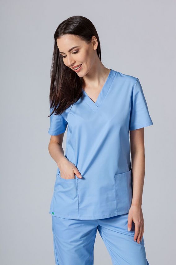 Women's Sunrise Uniforms Basic Light scrub top ceil blue-1