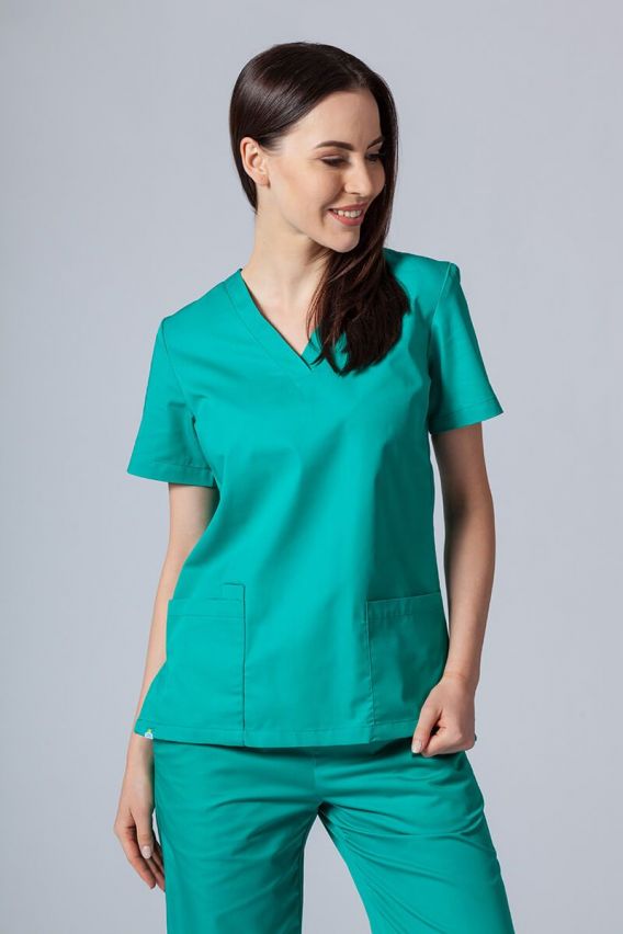 Women's Sunrise Uniforms Basic Light scrub top hunter green-1