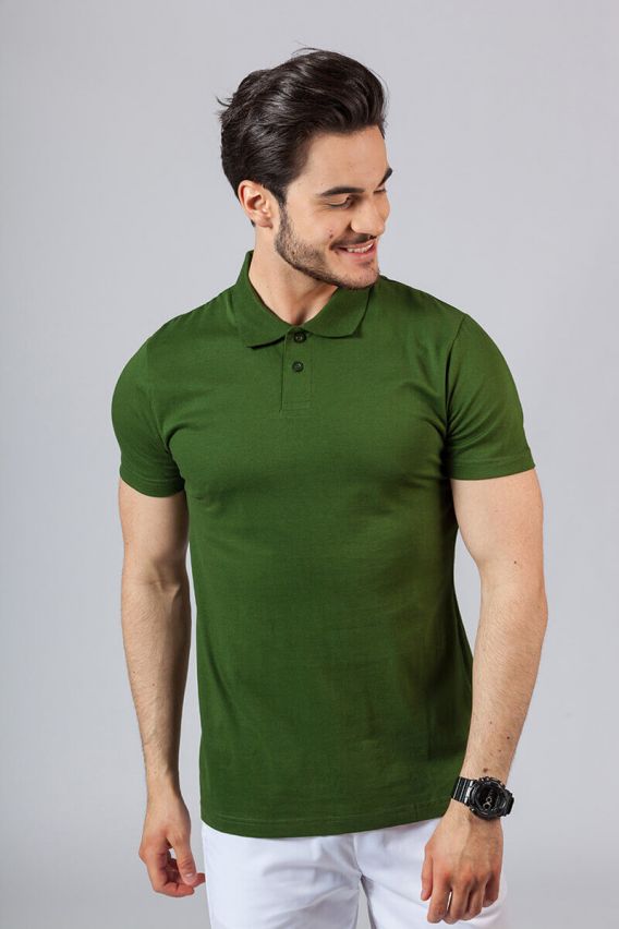 Men’s Malfini Single Jersey polo shirt bottle green-1