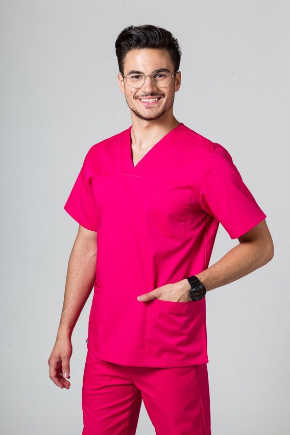 Men's Sunrise Uniforms Basic Standard scrub top raspberry-1