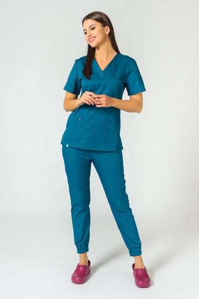 Women's Sunrise Uniforms Basic Jogger scrubs set (Light top, Easy trousers) caribbean blue-1