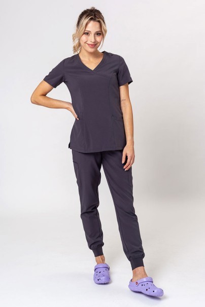 Women's Maevn Momentum scrubs set (Asymetric top, Jogger trousers) pewter-1