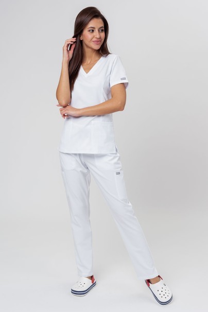 Women's Maevn Momentum scrubs set (Double V-neck top, 6-pocket trousers) white-1