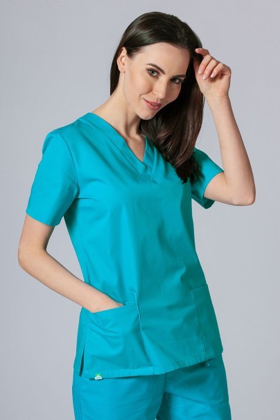 Women's Sunrise Uniforms Basic Light scrub top turquoise promo-1