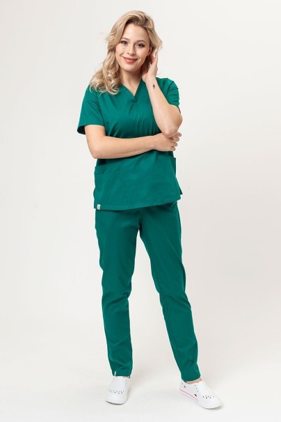 Women’s Sunrise Uniforms Basic Classic FRESH scrubs set (Light top, Regular trousers) hunter green-1