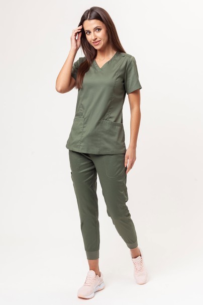 Women's Maevn Matrix scrubs set (Double V-neck top, Yogga trousers) olive-1