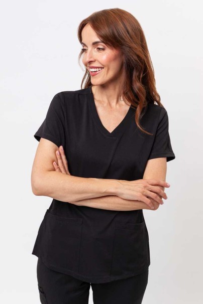 Women's Healing Hands Monica V-neck scrub top black-1
