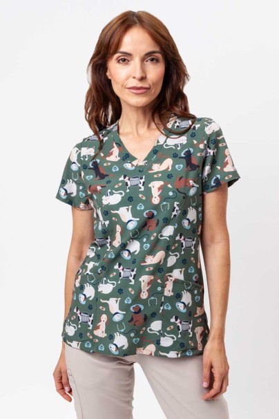 Women’s Maevn Prints scrub top Cuddly Checkup-1