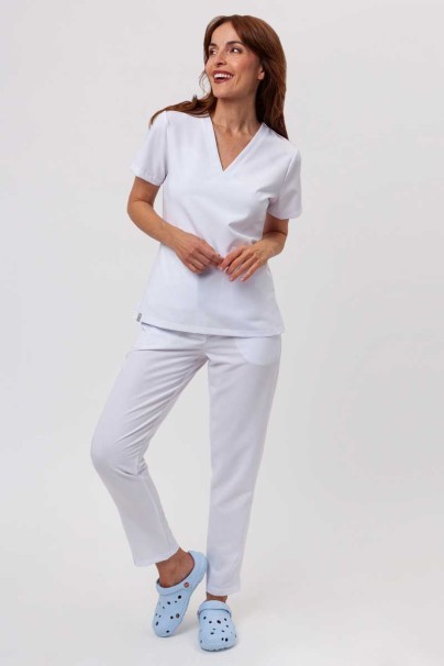 Women's Sunrise Uniforms Premium scrubs set (Aura top, Pride trousers) white-1
