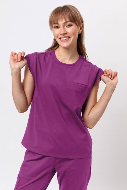 Women's Cherokee Achieve Crew Neck scrub top eggplant-1