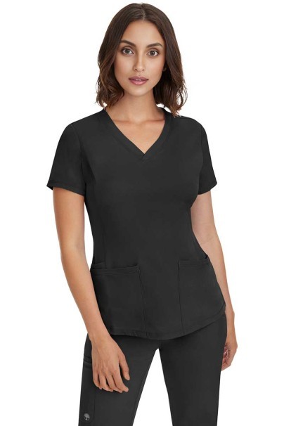 Women's Healing Hands Monica V-neck scrub top black-1