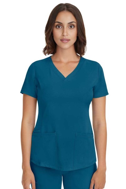 Women's Healing Hands Monica V-neck scrub top caribbean blue-1