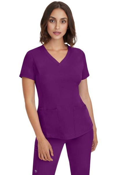 Women's Healing Hands Monica V-neck scrub top eggplant-1