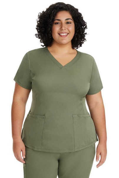 Women's Healing Hands Monica V-neck scrub top olive-1