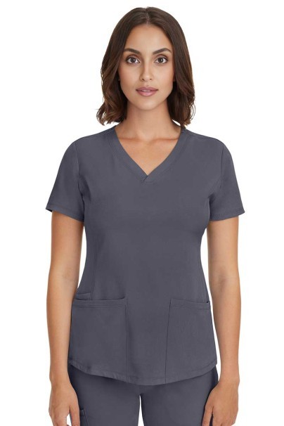 Women's Healing Hands Monica V-neck scrub top pewter-1