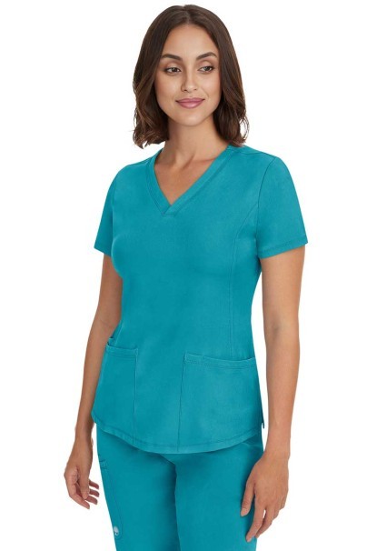 Women's Healing Hands Monica V-neck scrub top teal blue-1