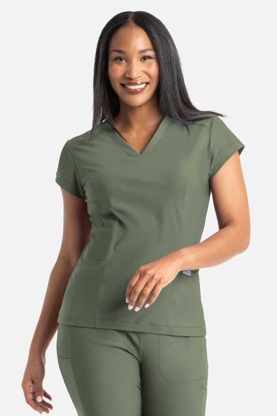 Women's Maevn Embrace Zoe scrub top olive-1