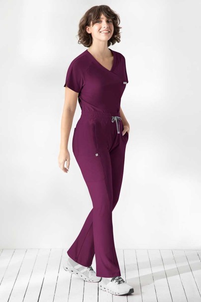 Women's Maevn Embrace scrubs set (Luna top, Nora trousers) wine-1
