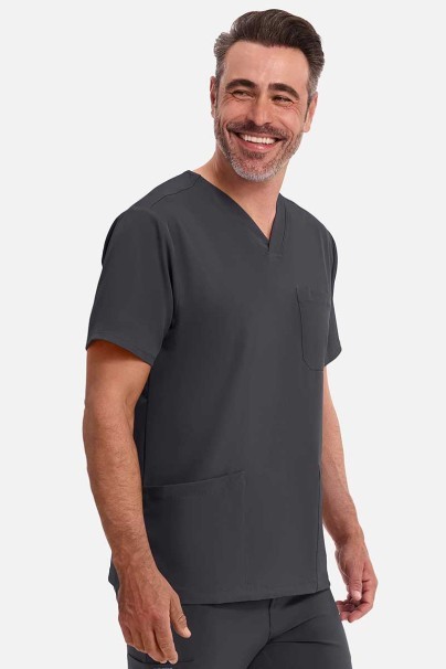 Men's Healing Hands Matthew V-neck scrub top pewter-1
