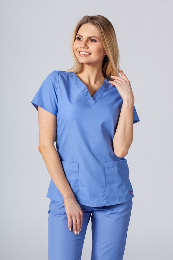 Women’s Maevn Red Panda scrub top ceil blue-1