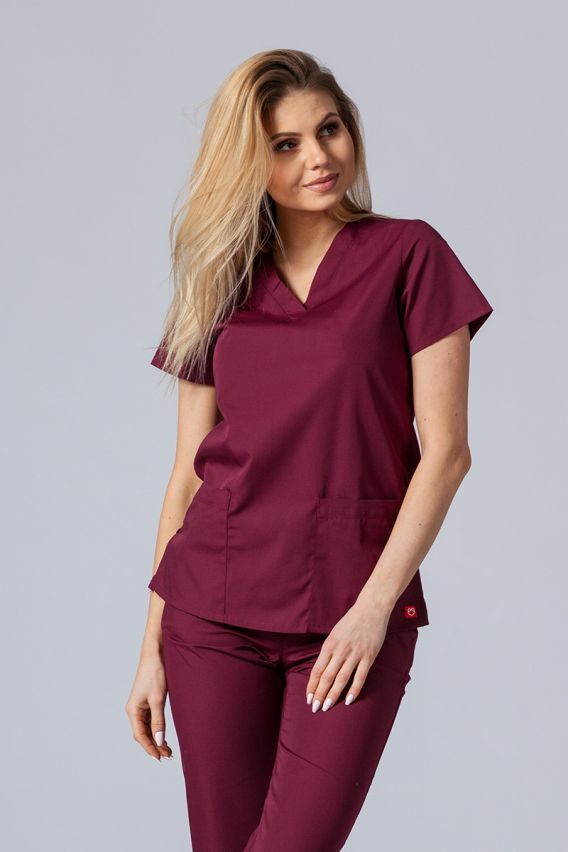 Women’s Maevn Red Panda scrub top wine-1