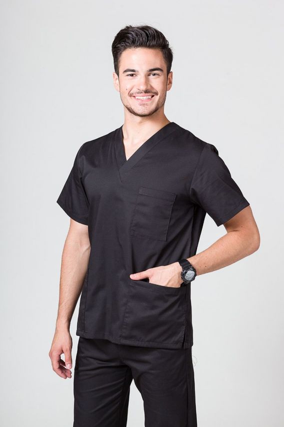 Men's Sunrise Uniforms Basic Standard scrub top black-1
