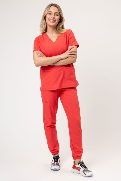 Women's Cherokee Ultra scrubs set (V-neck top, Jogger trousers) coral-1