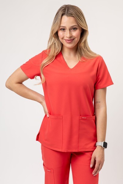 Women's Cherokee Ultra V-neck scrub top coral-1