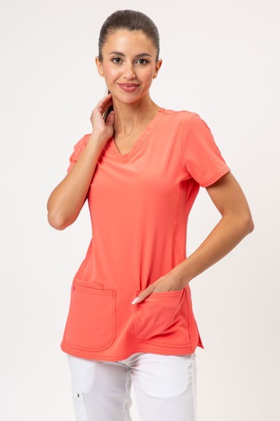 Women's Heartsoul Break on Through V-neck scrub top coral-1